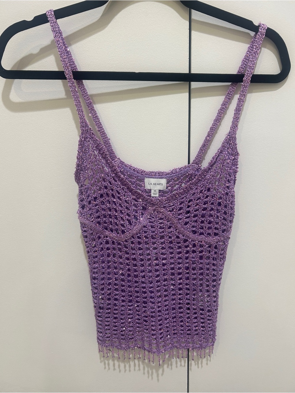 La Hearts Lavender Crochet Tank with Double Straps